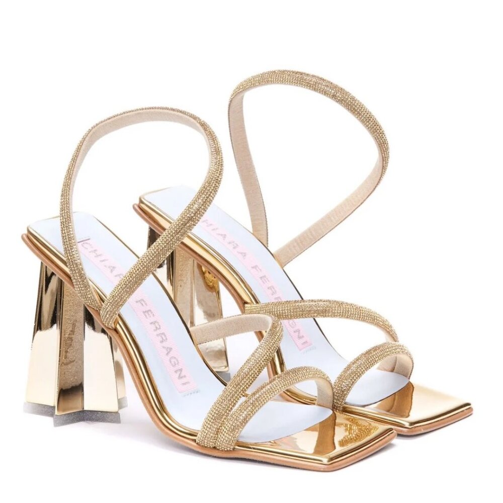 Chiara Ferragni Embellished Square Toe Star Heel Sandals - 38